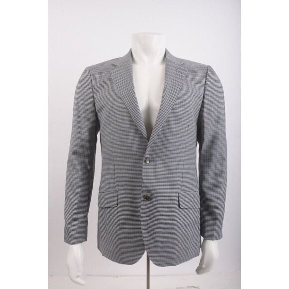 Alfredo Rodina Mens Suit Jacket Blazer Sport Coat Sz 40 Black White Checked Wool - Picture 1 of 7